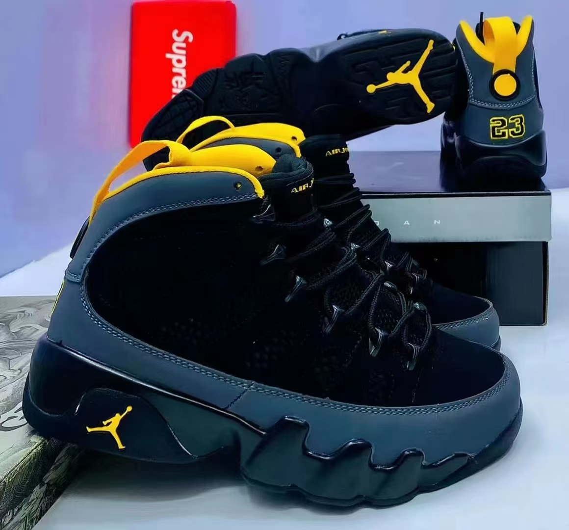 Jordan 9 Black/Yellow/Grey Colorway